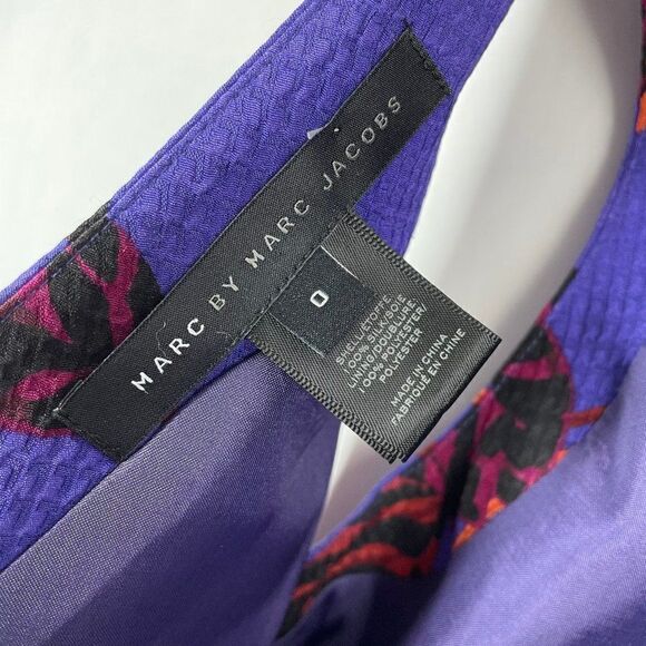 Marc by Marc Jacobs Persian Purple Multi Sleeveless Fit Flare Dress 100% Silk - Picture 3 of 3